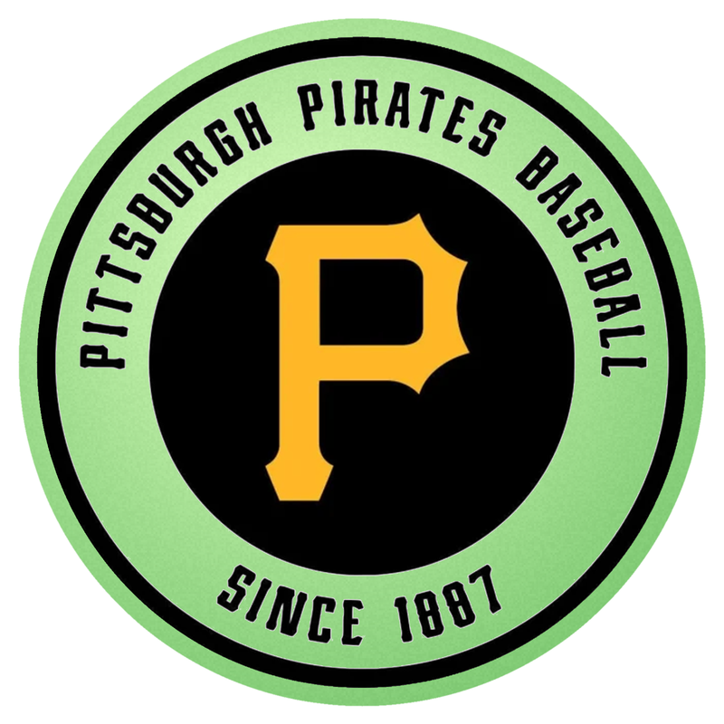 Pittsburgh Pirates - White Circle Black Words - Glow in the Dark Vinyl Sticker - Custom Size