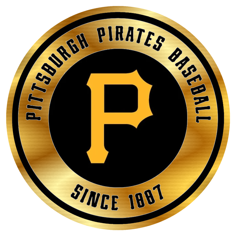 Pittsburgh Pirates - White Circle Black Words - Gold Chrome Vinyl Sticker - Custom Size