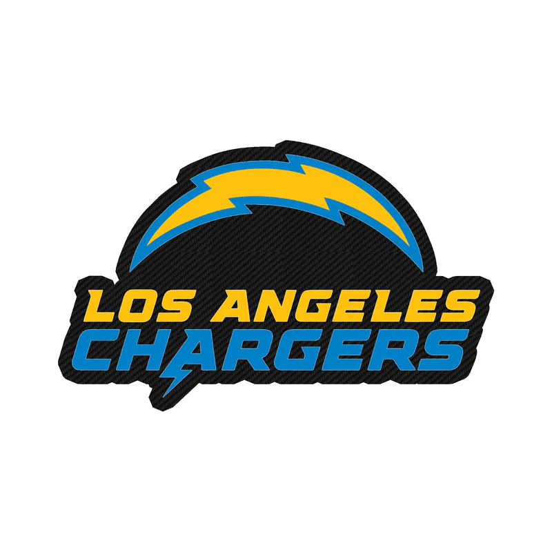 Los Angeles Chargers - Light Blue Name With Logo - Carbon Fiber Vinyl Sticker - Custom Size
