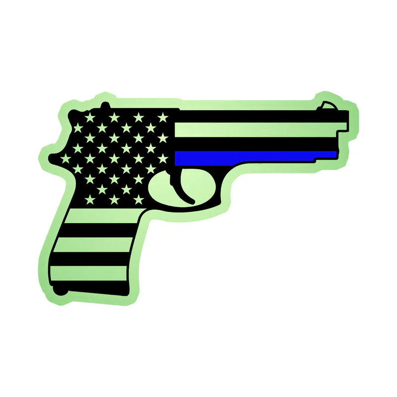 Blue Line American Flag Weapon  Glow in the Dark Vinyl Decal - custom size