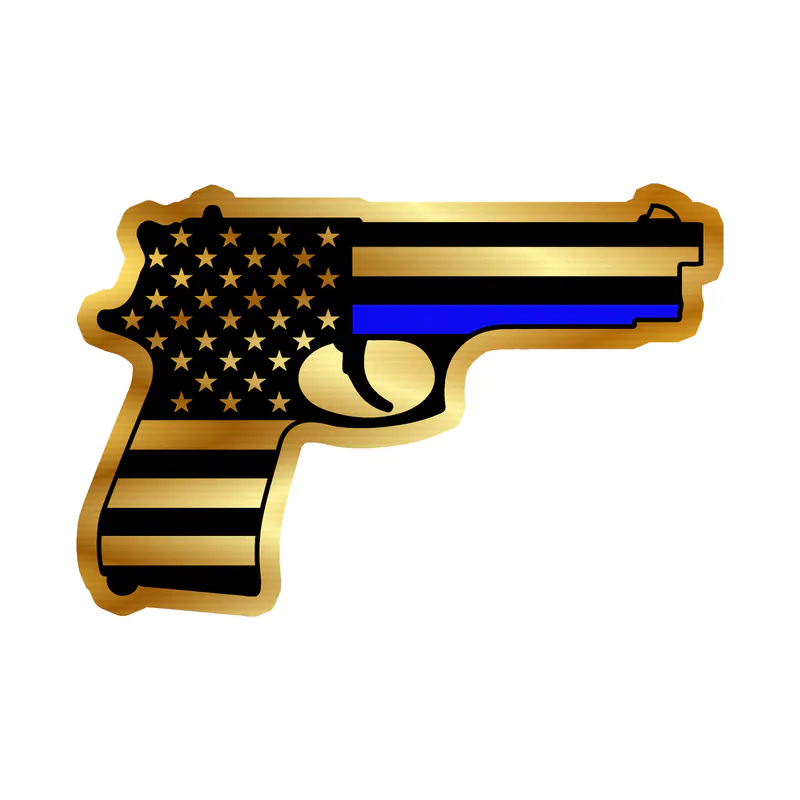 Blue Line American Flag Weapon  Gold Chrome Vinyl Decal - custom size