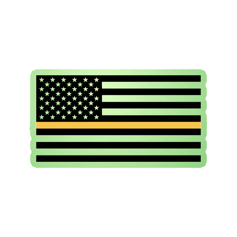 Yellow Line American Flag Glow in the Dark Vinyl Decal - custom size