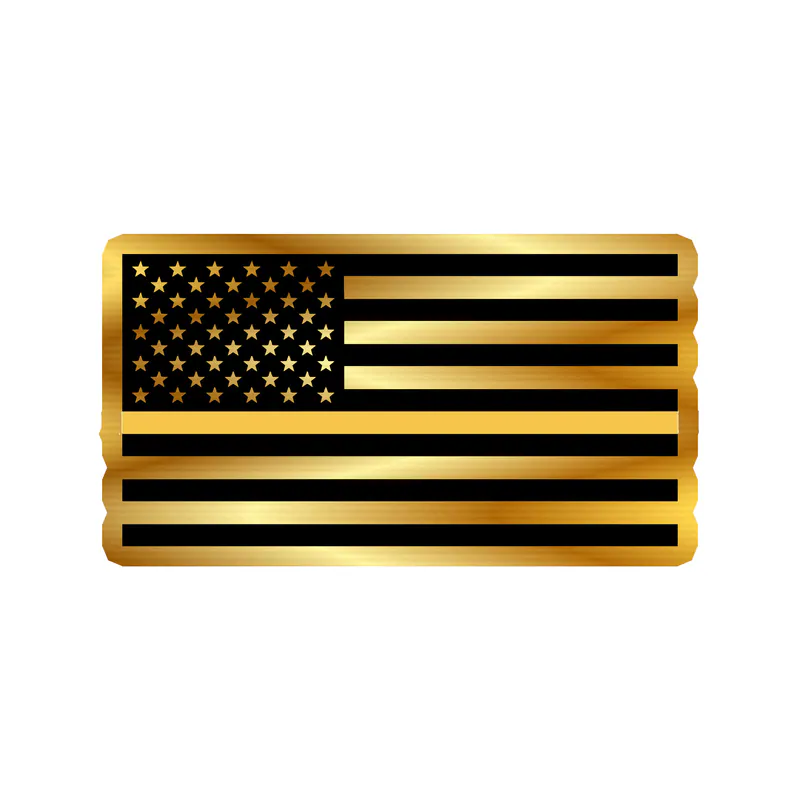 Yellow Line American Flag Gold Chrome Vinyl Decal - custom size