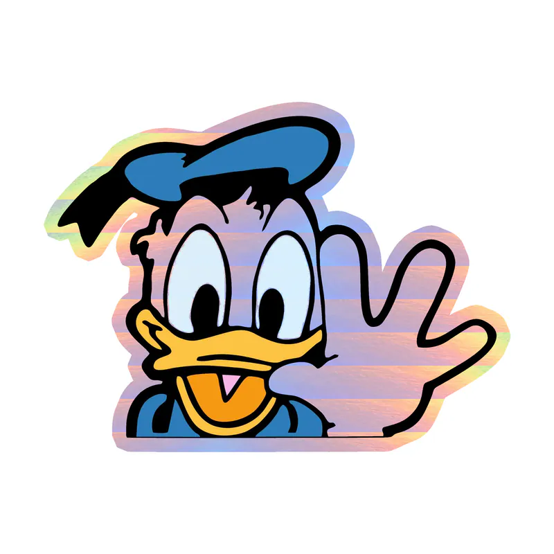 Donald Duck Holographic Vinyl Sticker - Custom Size