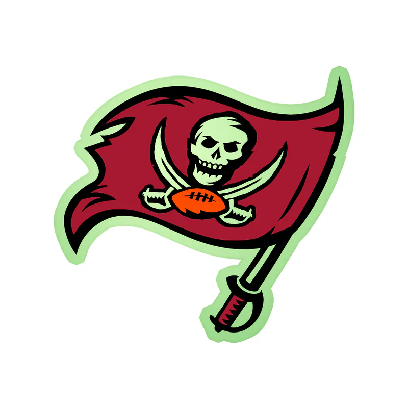 Tampa Bay Buccaneers - Dark Flag - Glow in the Dark Vinyl Sticker - Custom Size