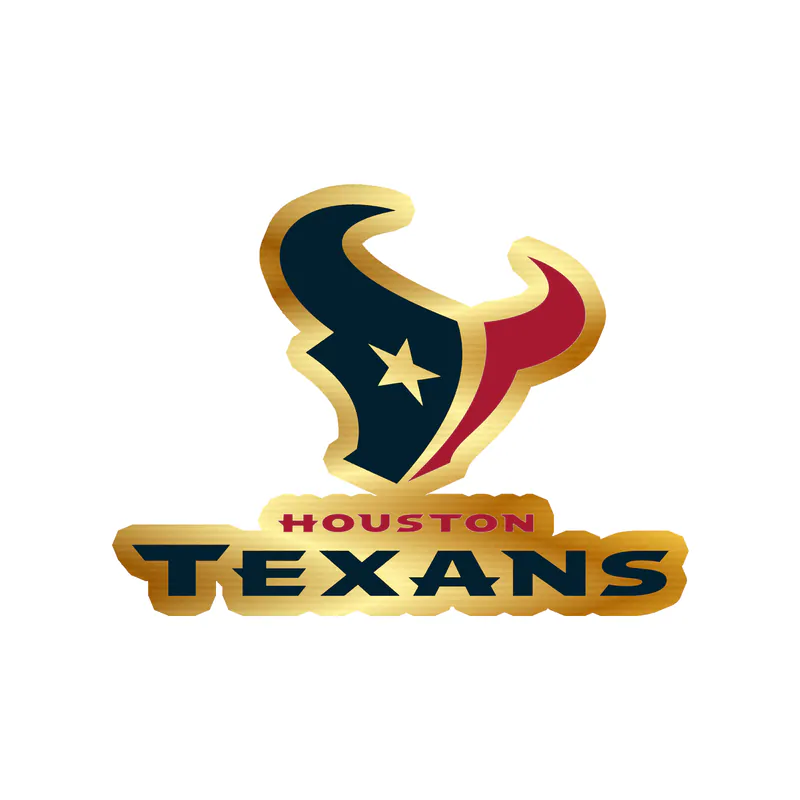 Houston Texans - Bull Head With Name - Gold Chrome Vinyl Sticker - Custom Size