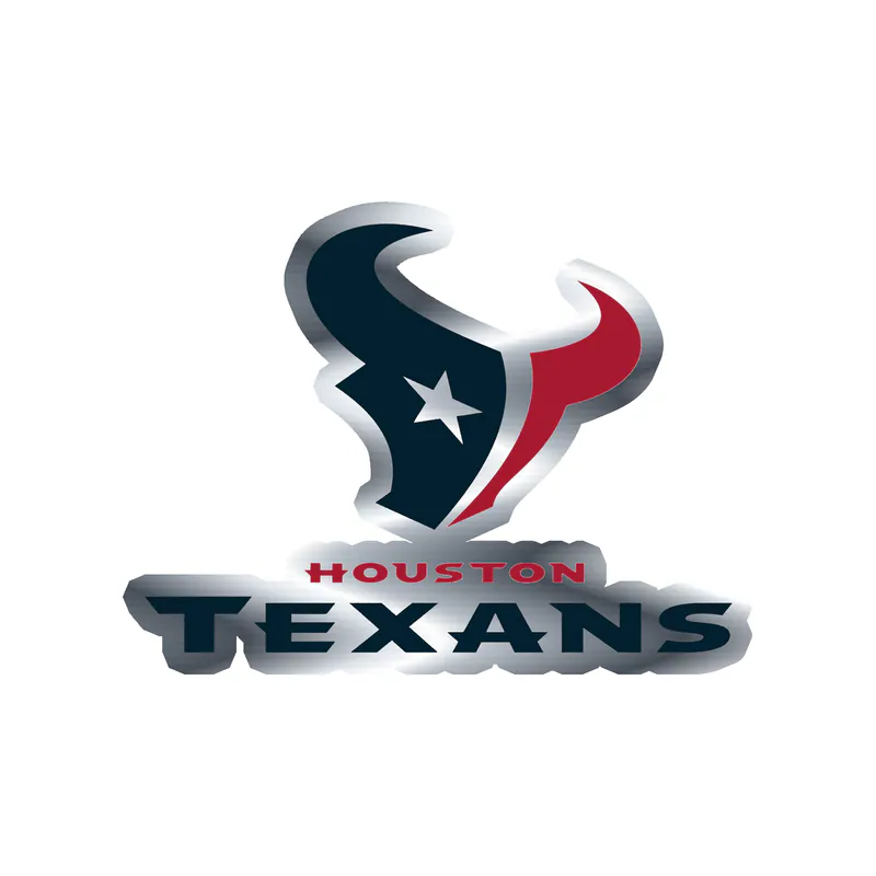 Houston Texans - Bull Head With Name - Silver Chrome Vinyl Sticker - Custom Size