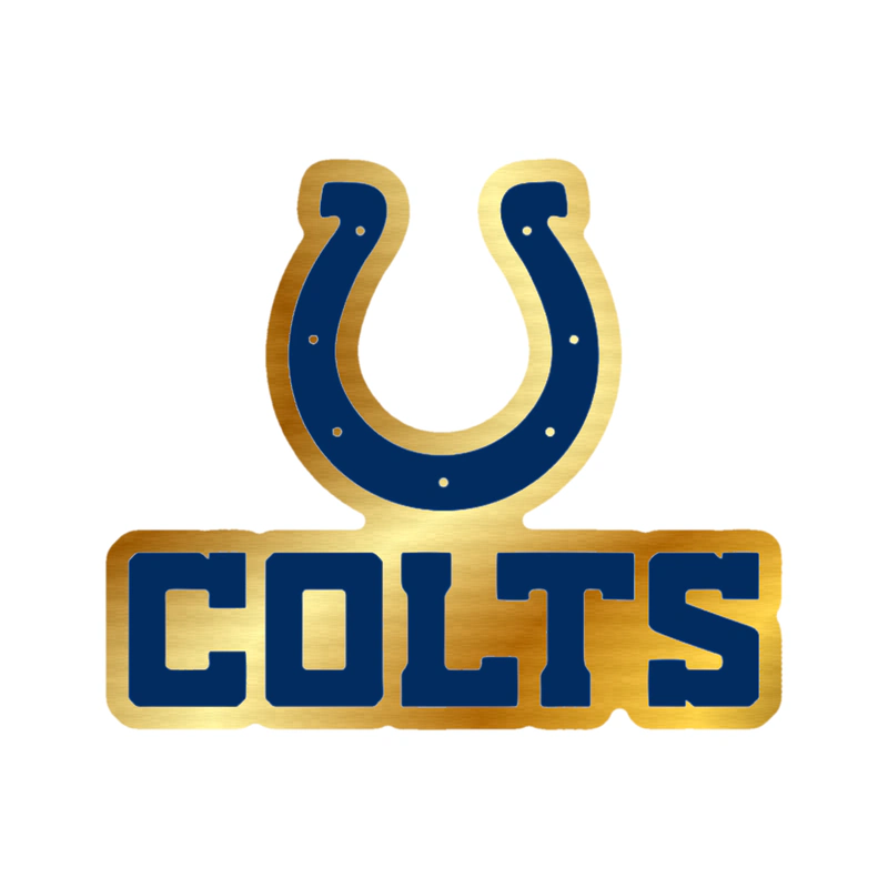 Indianapolis Colts - Horseshoe With Colts Below - Gold Chrome Vinyl Sticker - Custom Size