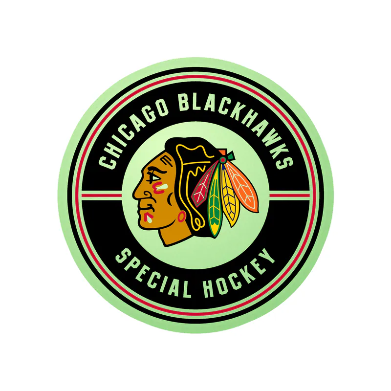 Chicago Blackhawks - Circle Special Hockey - Glow in the Dark Vinyl Sticker - Custom Size