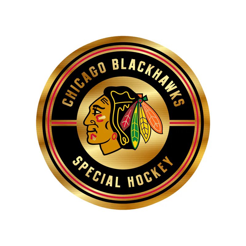 Chicago Blackhawks - Circle Special Hockey - Gold Chrome Vinyl Sticker - Custom Size