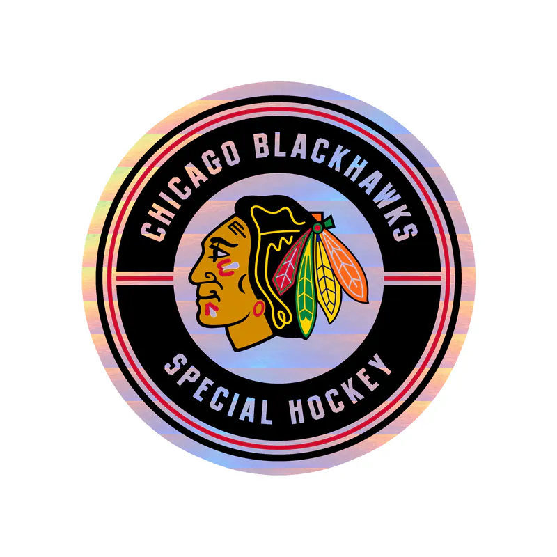 Chicago Blackhawks - Circle Special Hockey - Holographic Vinyl Sticker - Custom Size