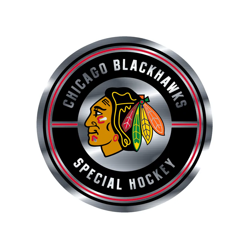 Chicago Blackhawks - Circle Special Hockey - Silver Chrome Vinyl Sticker - Custom Size