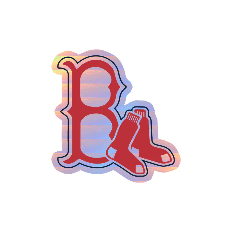 Boston Red Sox - Red B With Sox - Holographic Vinyl Sticker - Custom Size