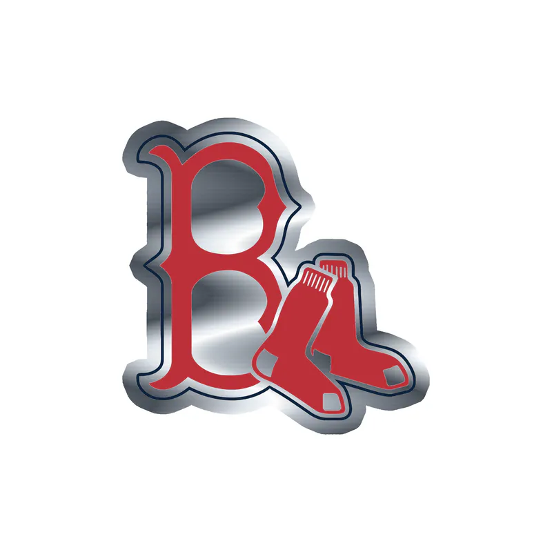 Boston Red Sox - Red B With Sox - Silver Chrome Vinyl Sticker - Custom Size