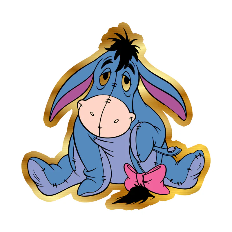 Winnie The Pooh - Eeyore - Gold Chrome Vinyl Sticker - Custom Size