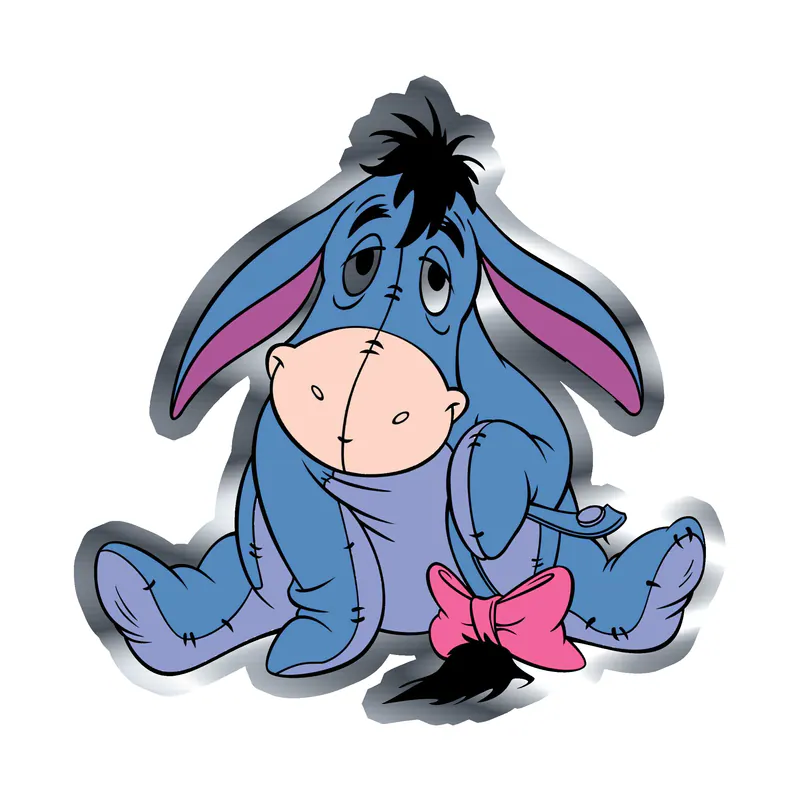Winnie The Pooh - Eeyore - Silver Chrome Vinyl Sticker - Custom Size