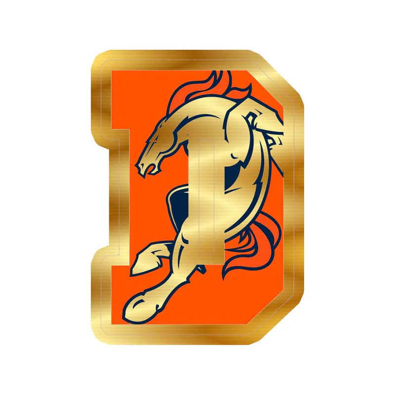 Denver Broncos - D - Image 2 - Gold Chrome Vinyl Sticker - Custom Size