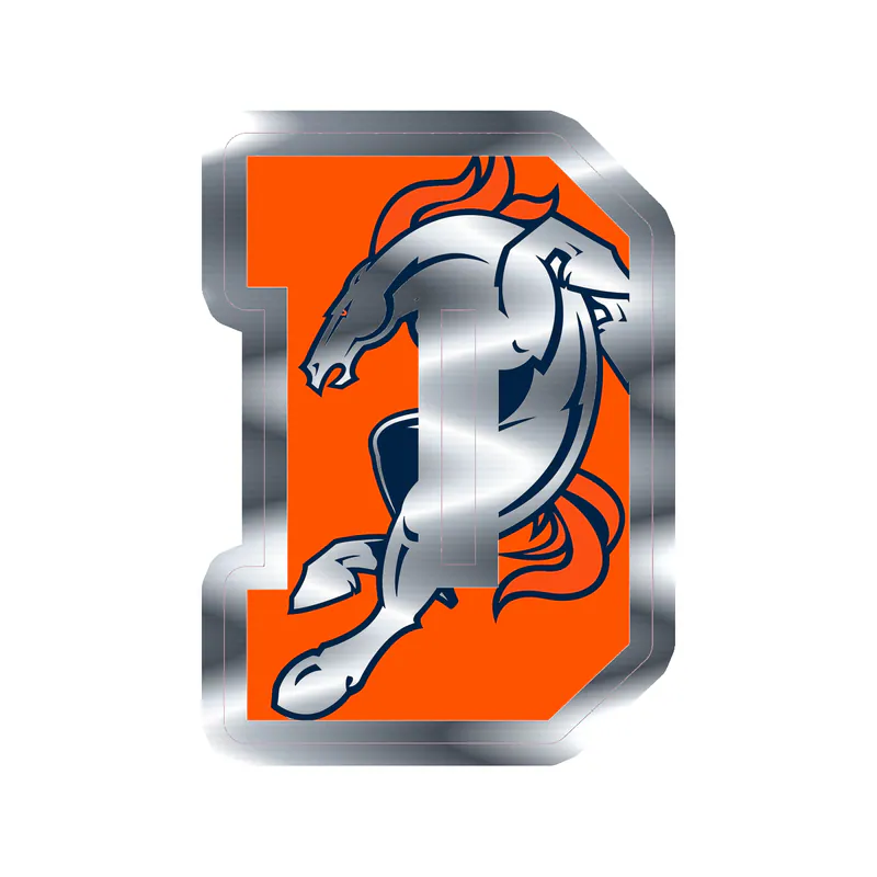 Denver Broncos - D - Image 2 - Silver Chrome Vinyl Sticker - Custom Size
