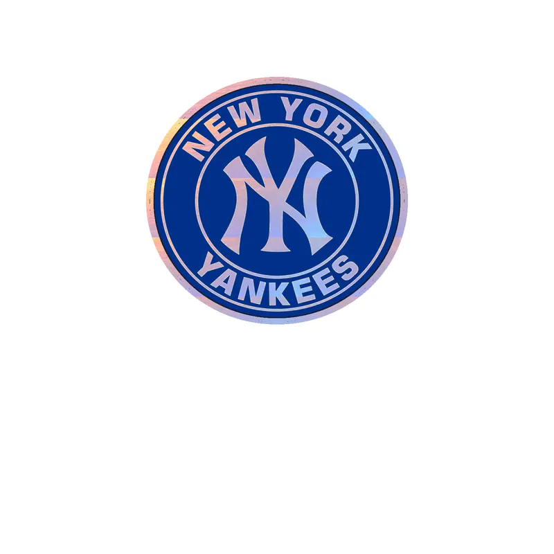 New York Yankees - Blue Circle With Name - Holographic Vinyl Sticker - Custom Size