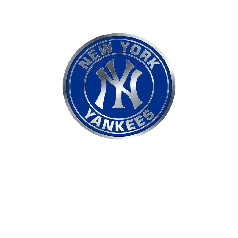New York Yankees - Blue Circle With Name - Silver Chrome Vinyl Sticker - Custom Size