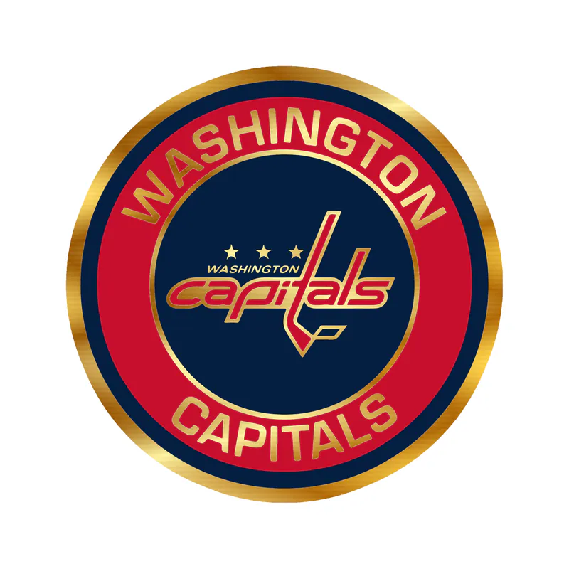 Washington Capitals - Circle With Name - Gold Chrome Vinyl Sticker - Custom Size