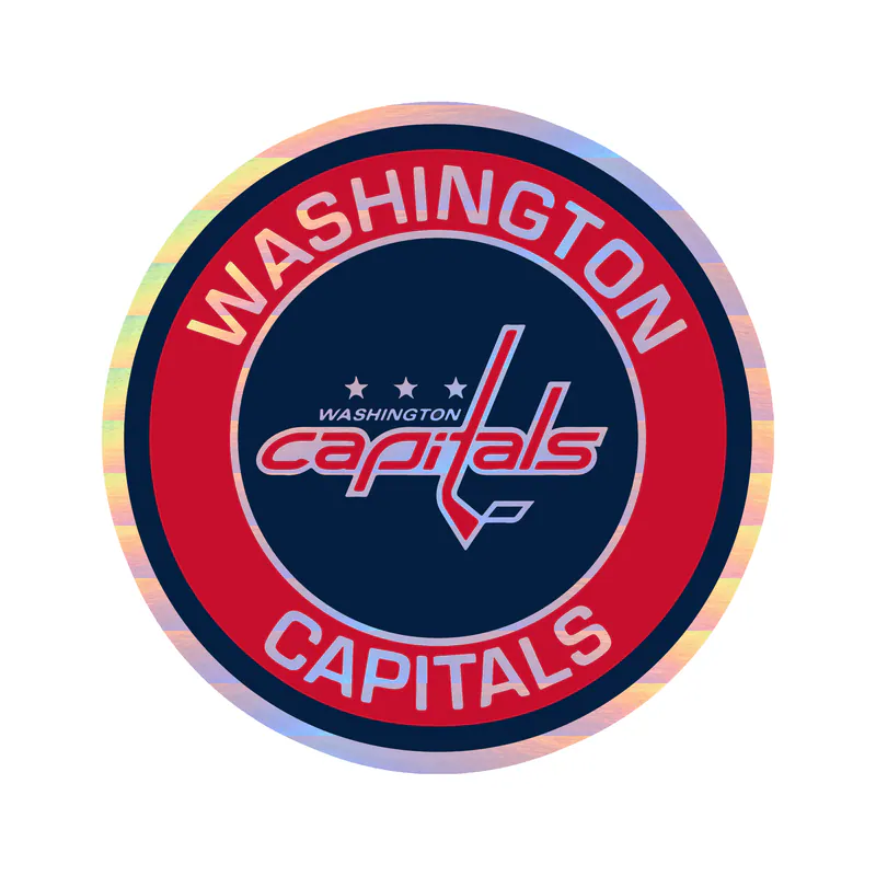 Washington Capitals - Circle With Name - Holographic Vinyl Sticker - Custom Size