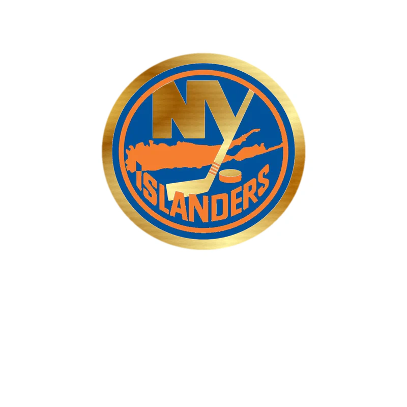 New York Islanders - Dull Circle - Gold Chrome Vinyl Sticker - Custom Size