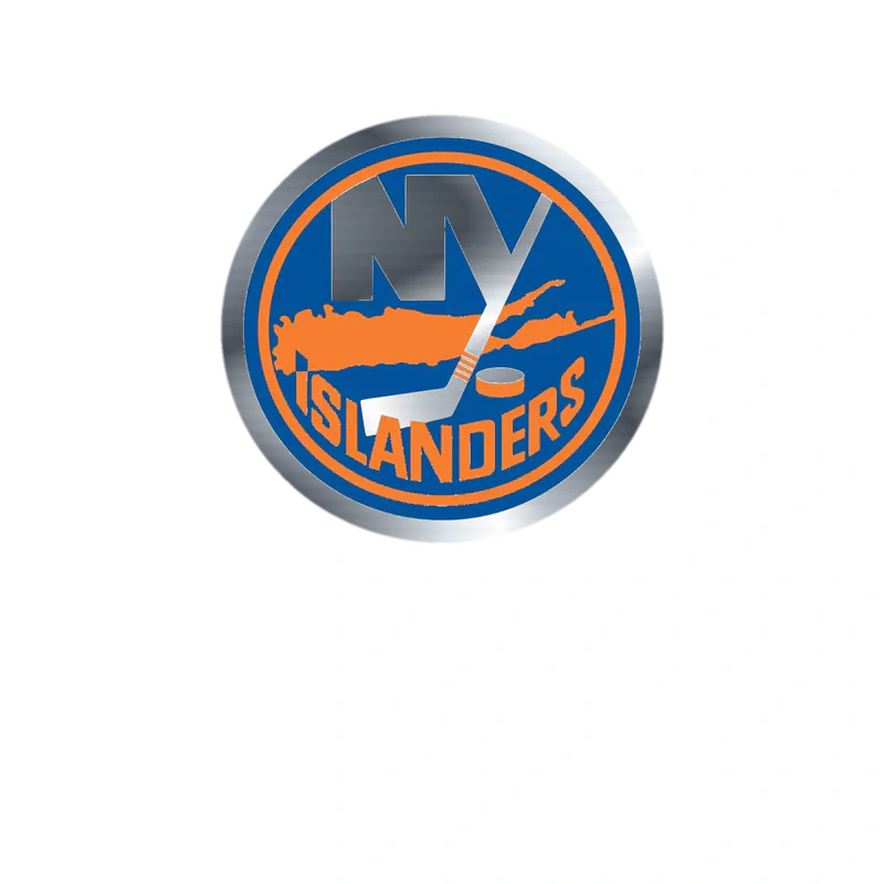New York Islanders - Dull Circle - Silver Chrome Vinyl Sticker - Custom Size