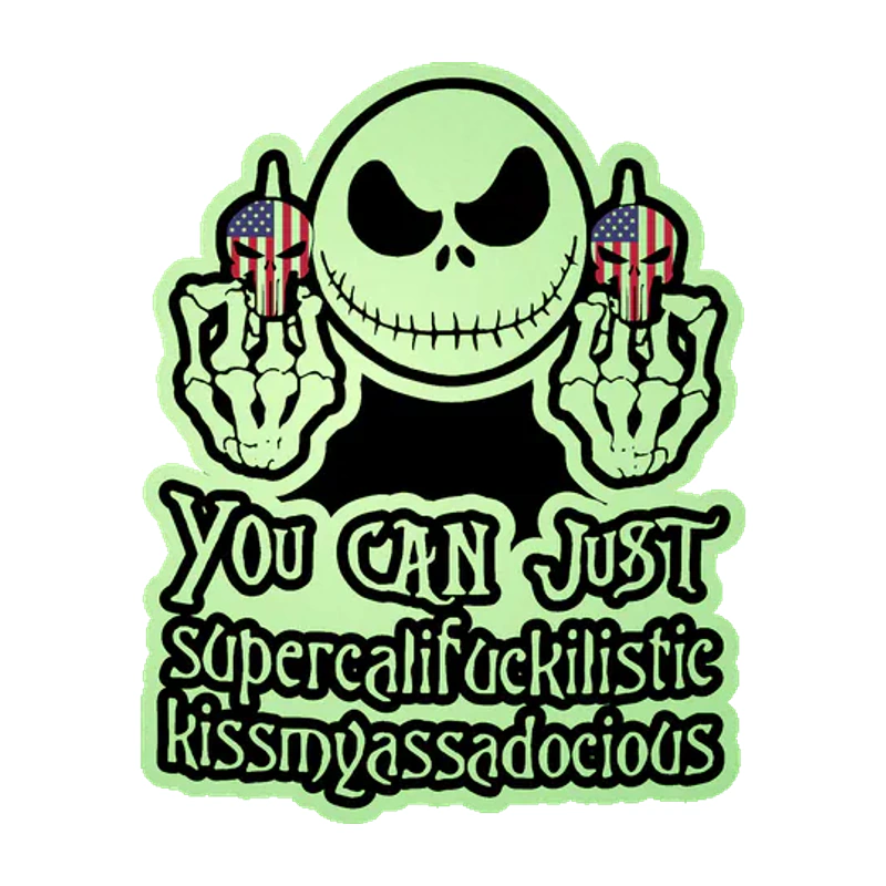 Jack Skellington Glow in the Dark Vinyl Sticker - Custom Size