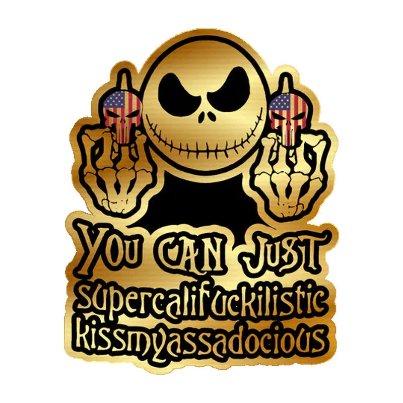 Jack Skellington Gold Chrome Vinyl Sticker - Custom Size