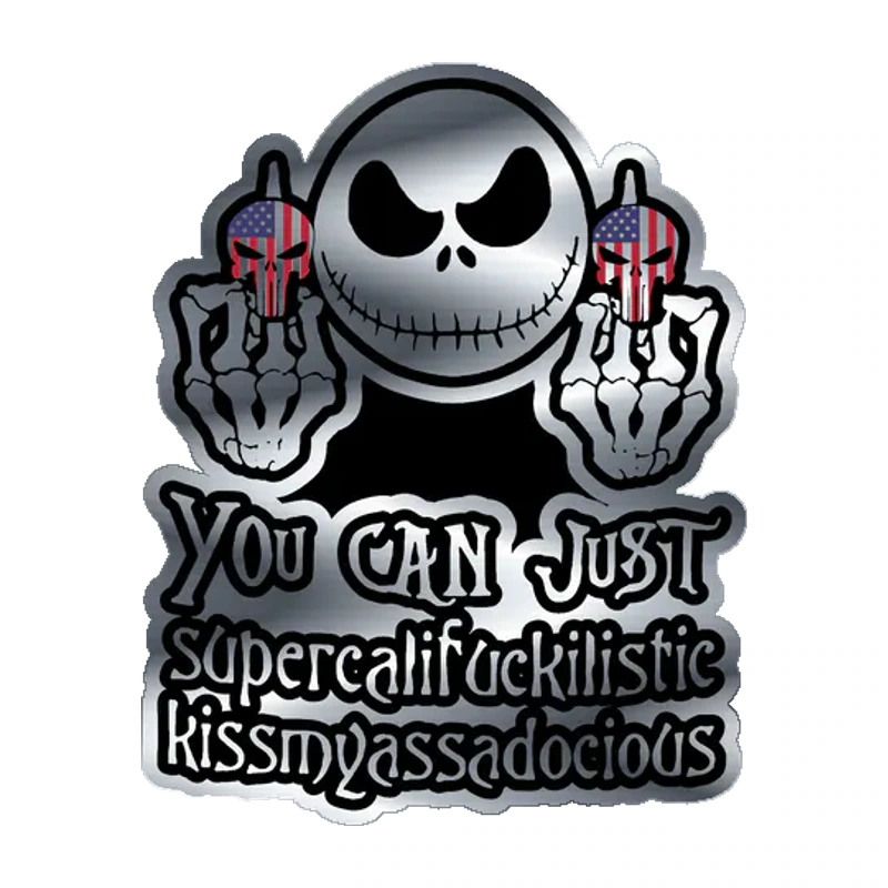 Jack Skellington Silver Chrome Vinyl Sticker - Custom Size