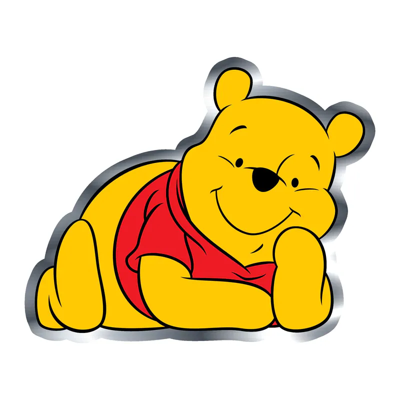 Winnie The Pooh - Silver Chrome Vinyl Sticker - Custom Size