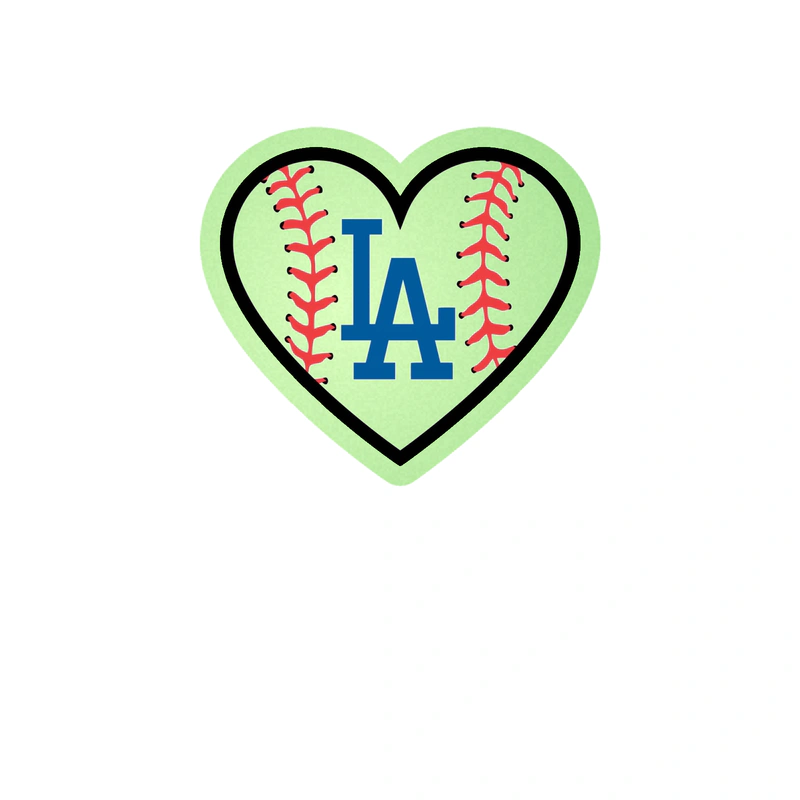 Los Angeles Dodgers - Heart LA In Middle - Glow in the Dark Vinyl Sticker - Custom Size