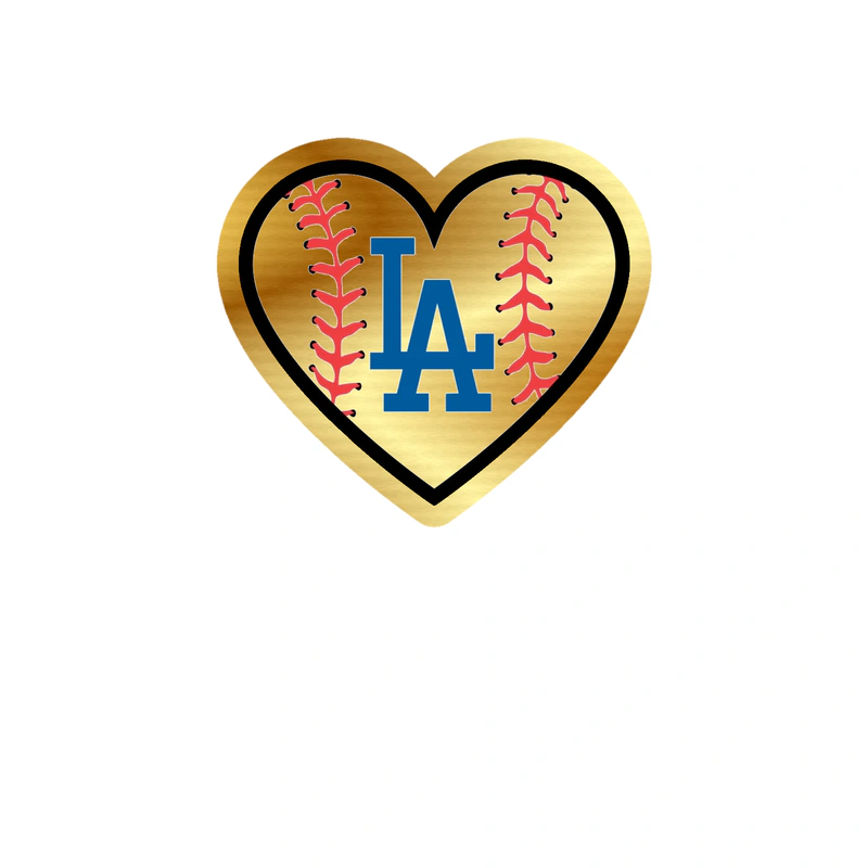 Los Angeles Dodgers - Heart LA In Middle - Gold Chrome Vinyl Sticker - Custom Size