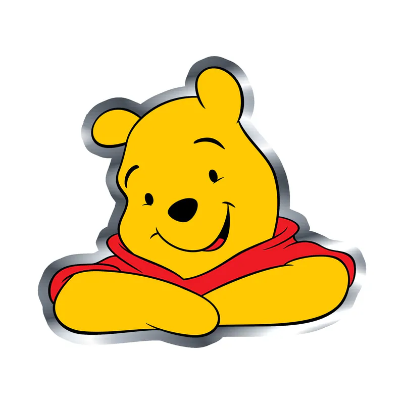 Winnie The Pooh - Silver Chrome Vinyl Sticker - Custom Size
