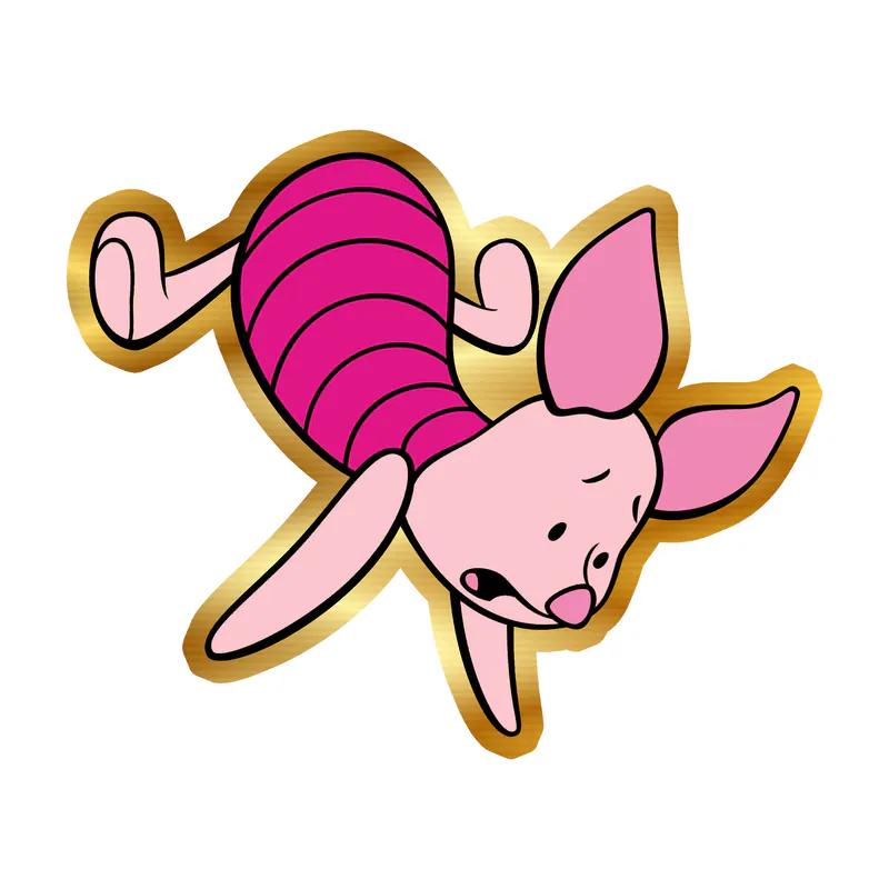 Winnie The Pooh - Piglet - Gold Chrome Vinyl Sticker - Custom Size