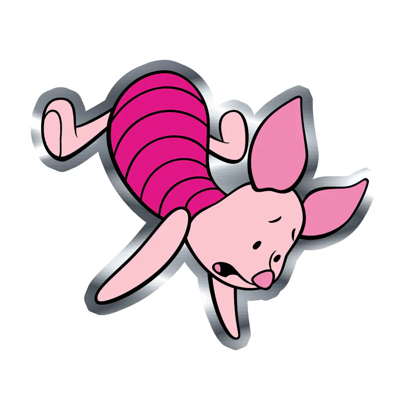 Winnie The Pooh - Piglet - Silver Chrome Vinyl Sticker - Custom Size