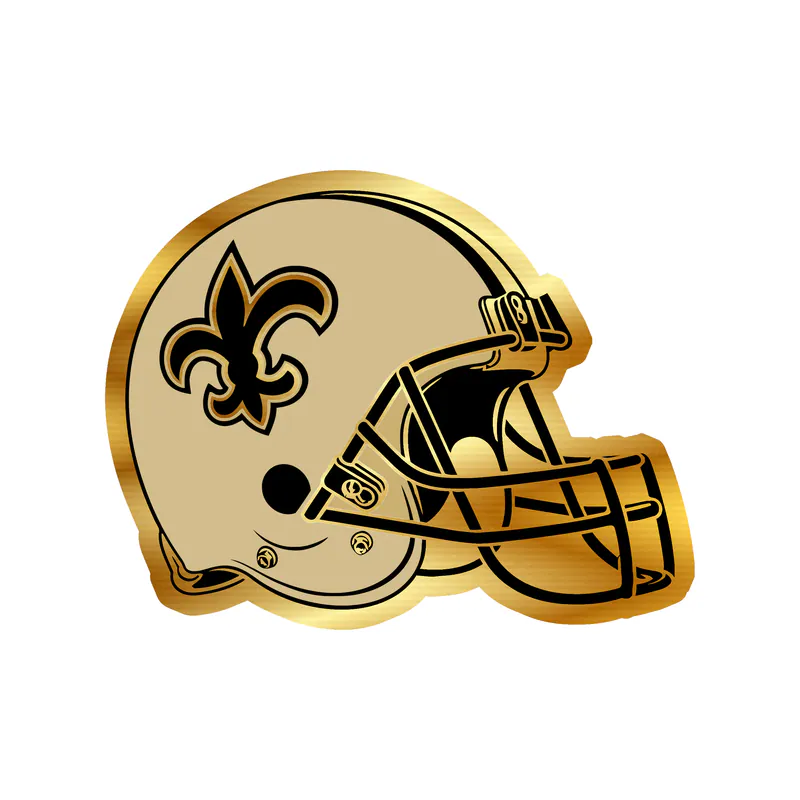 New Orleans Saints Helmet Gold Chrome Vinyl Sticker - Custom Size
