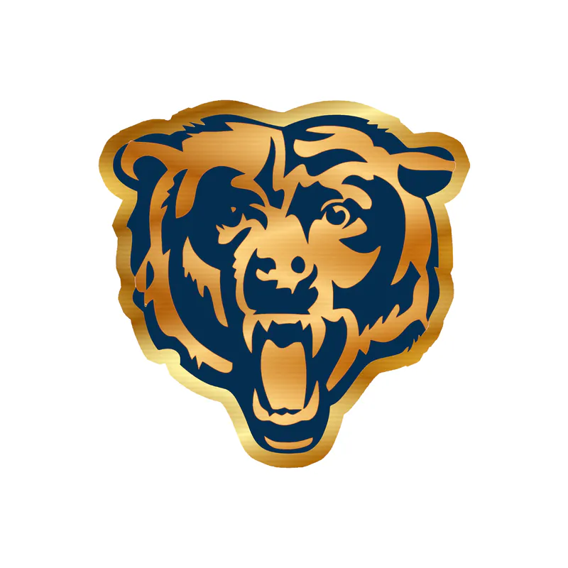 Chicago Bears - Head - Gold Chrome Vinyl Sticker - Custom Size