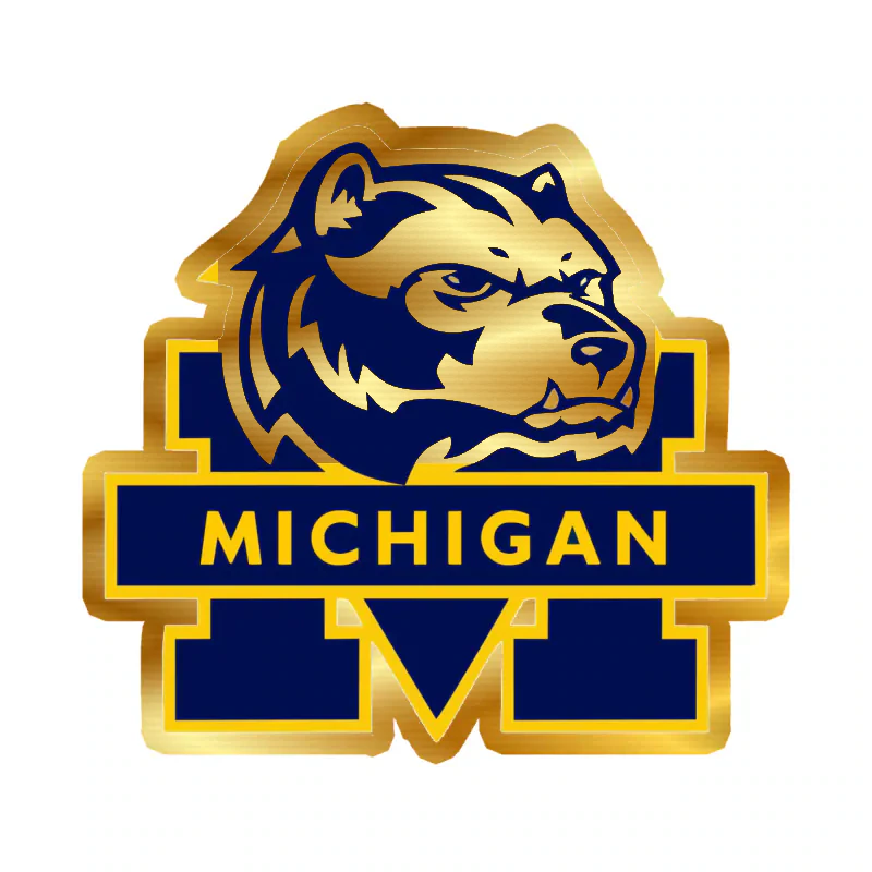 Michigan Wolverines - Image 8 - Gold Chrome Vinyl Decal - Custom Size