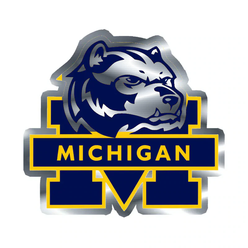 Michigan Wolverines - Image 8 - Silver Chrome Vinyl Decal - Custom Size
