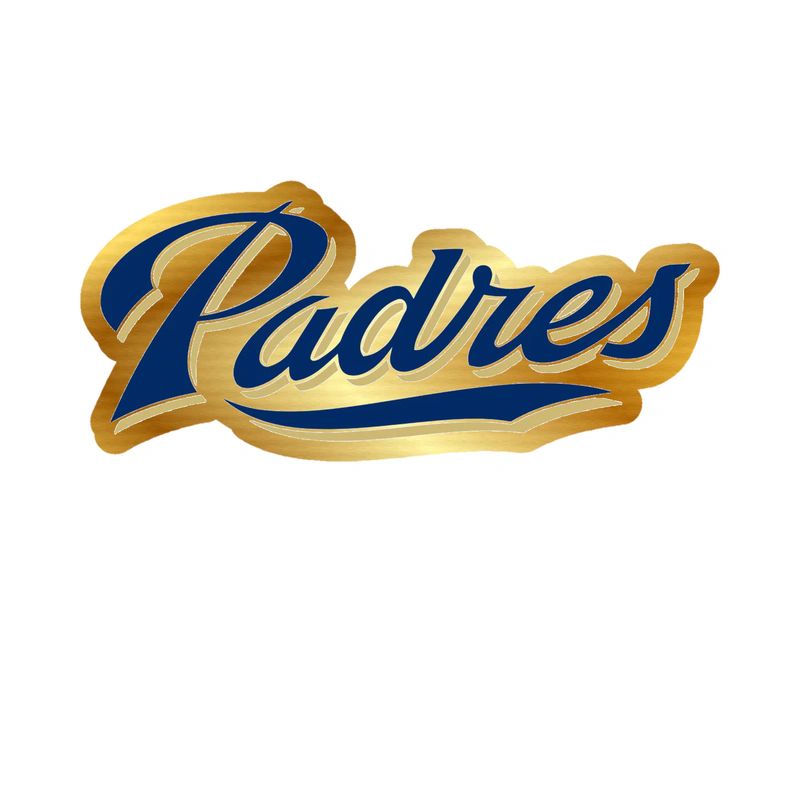 San Diego Padres - Padres Cursive - Gold Chrome Vinyl Sticker - Custom Size