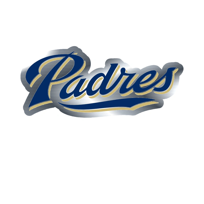 San Diego Padres - Padres Cursive - Silver Chrome Vinyl Sticker - Custom Size