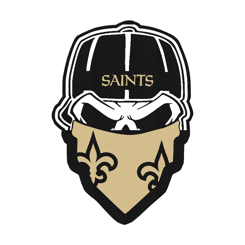 New Orleans Saints Bandana Skull Carbon Fiber Vinyl Sticker - Custom Size
