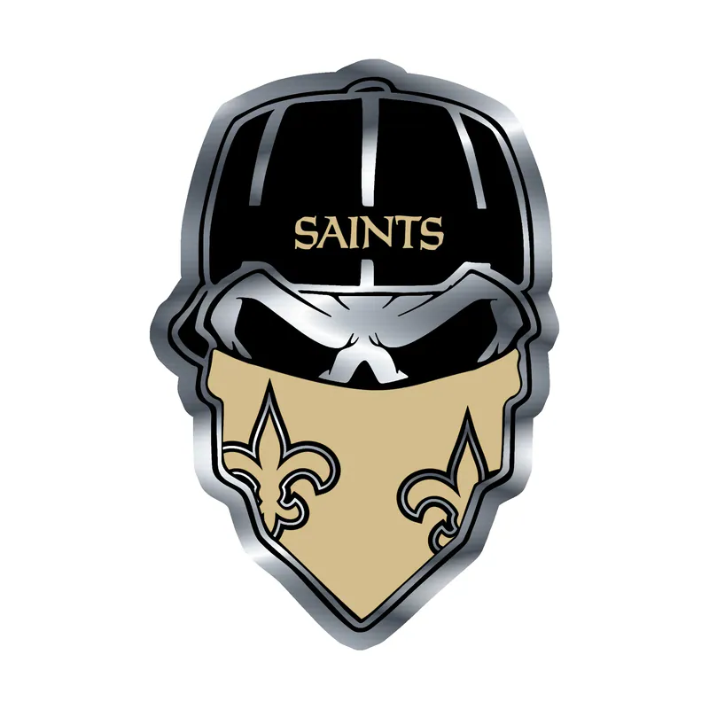 New Orleans Saints Bandana Skull Silver Chrome Vinyl Sticker - Custom Size