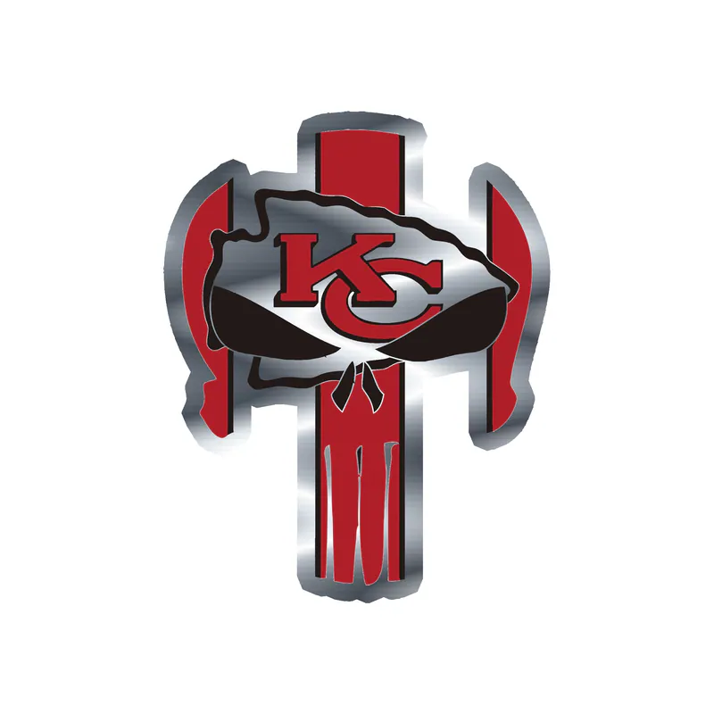 Kansas City Chiefs - Punisher - Silver Chrome Vinyl Sticker – Custom Size