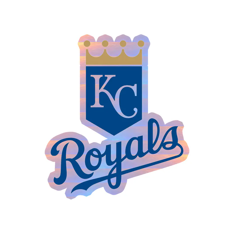 Kansas City Royals - Shield With Royals - Holographic Vinyl Sticker - Custom Size