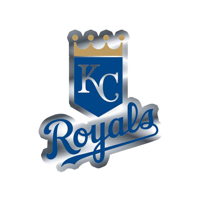 Kansas City Royals - Shield With Royals - Silver Chrome Vinyl Sticker - Custom Size