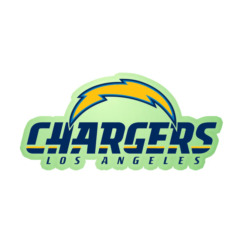Los Angeles Chargers - Dark Blue Name With Logo - Glow in the Dark Vinyl Sticker - Custom Size