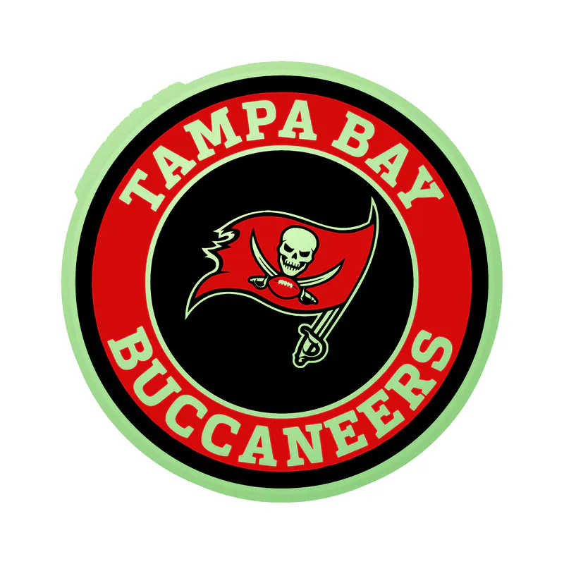 Tampa Bay Buccaneers - Flag Circle - Glow in the Dark Vinyl Sticker - Custom Size